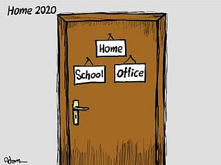 Cartoon: A year that blended office, home and school