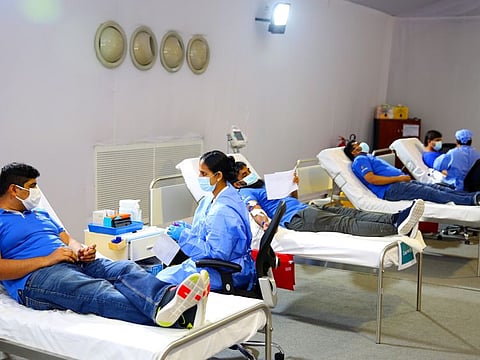 Donors at the voluntary blood donation camp, organised by Dubai Health Authority.