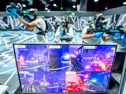 Virtual reality gaming in Dubai. Gaming, a multi-billion-dollar industry, is a whole new world that has expanded tremendously during the pandemic, but where millennials and Gen Zers consider themselves digital natives. 