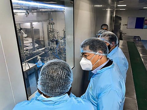 Envoys from various countries visit Bharat Biotech and Biological E. Ltd to review the development of COVID-19 vaccine, in Hyderabad. 