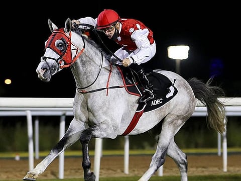 Mujeeb and Fabrice Veron winning the Listed Abu Dhabi Championship, the highlight of Sunday's final race meeting of the UAE season at Abu Dhabi. 