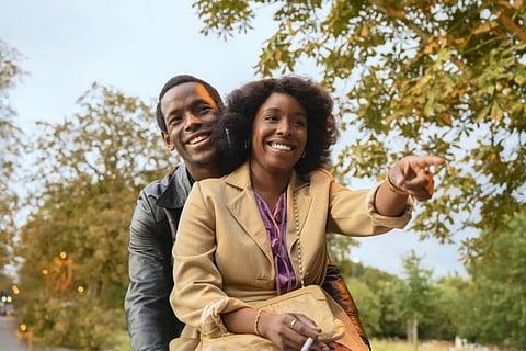 Micheal Ward as Franklyn and Amarah-Jae St. Aubyn as Martha in “Lovers Rock” from the “Small Axe” film series. 