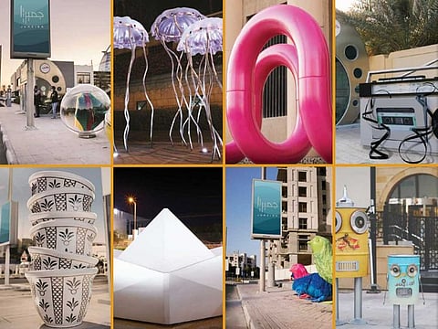 Montage of installations under the Brand Dubai-RTA partnership for creative projects in public spaces