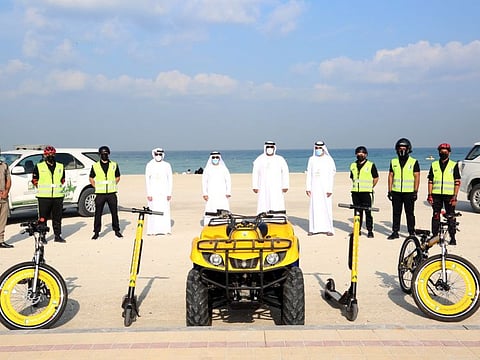 The new patrol bikes at Sharjah New Corniche.