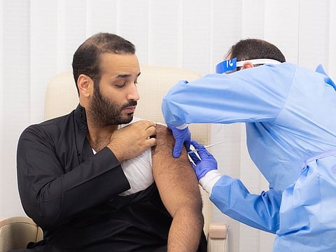 Saudi Crown Prince Mohammed Bin Salman receives the vaccine against COVID-19.