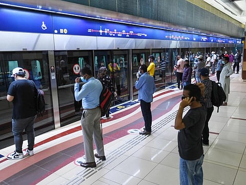 Commuters at a Dubai Metro station. RTA has embarked on a trial phase of using AI and simulators to streamline the demand for the metro service. 