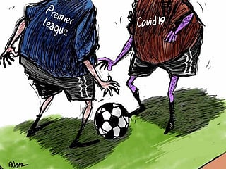 Cartoon: English football adjusting to the presence of coronavirus 