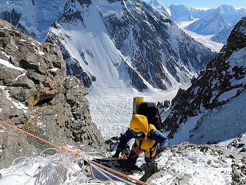 Polish climber Magdalena Gorzkowska attempts to climb the K2 mountain in winter, in Pakistan in this undated photo.
