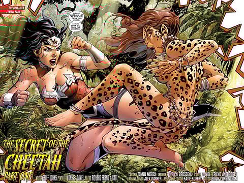 In an undated image provided by DC, Wonder Woman and the Cheetah featured in a DC comic. 