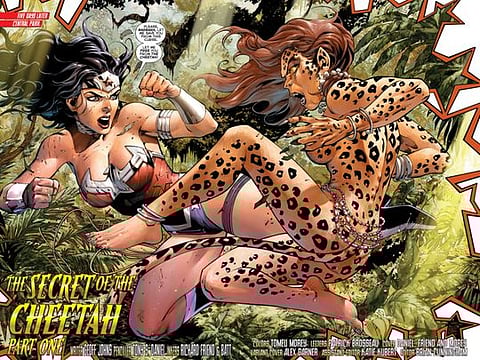 In an undated image provided by DC, Wonder Woman and the Cheetah featured in a DC comic. 