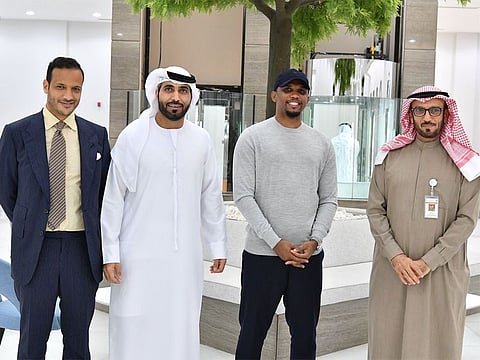Former Cameroon striker Samuel Eto’o at the GDRFA Dubai headquarters