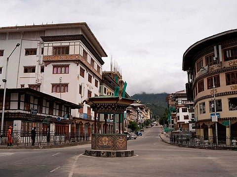 In this file photo taken on August 13, 2020, a general view of the deserted Norzin Lam road, Bhutan's capital main artery, during a government imposed nationwide lockdown as a preventive measure against the COVID-19 coronavirus, is pictured in Thimpu.