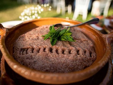 Kebbeh Nayye or raw minced lamb with burghul