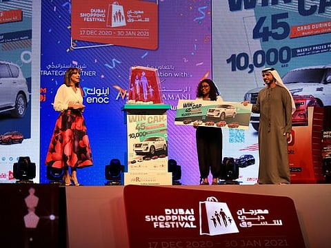 The Dubai Shopping Festival draw in progress.