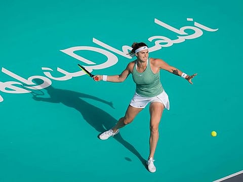 Aryna Sabalenka in action at the Abu dhabi WTa Women's Open