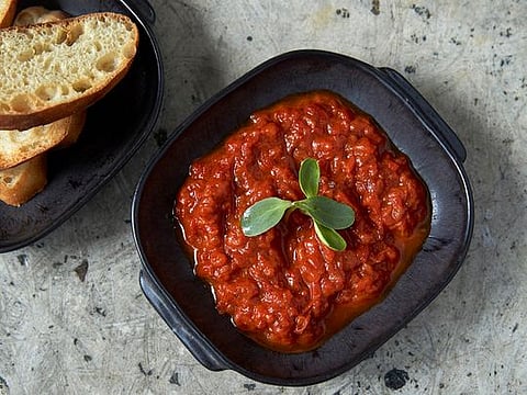 Ajvar or Balkan roasted red pepper dip