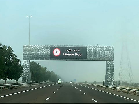 Abu Dhabi Police have urged motorists to drive carefully during the fog.