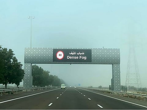 Abu Dhabi Police have urged motorists to drive carefully during the fog.