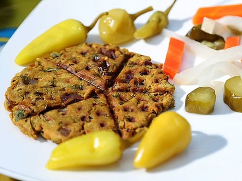 Sindhi koki made on a waffle iron