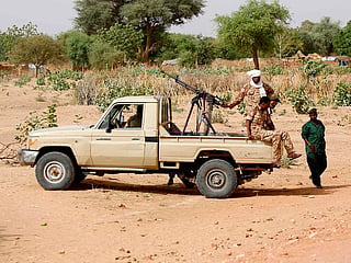 File photo: A convoy of Sudanese security forces in Al Geneina, the capital of the West Darfur state.  