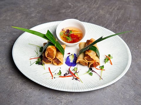 Vegetable Thai Spring Rolls with plum sauce 