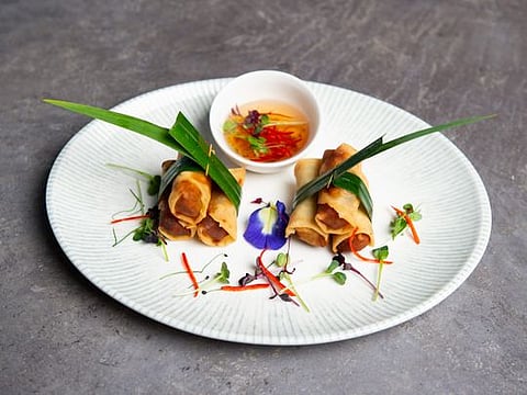 Vegetable Thai Spring Rolls with plum sauce 