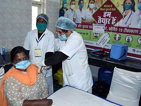 The health department team getting injected with the COVID-19 vaccine at Sadar Hospital, in Ranchi.  The Jharkahnd government has begun ramping up health infrastructure to battle the possible third wave of the pandemic.