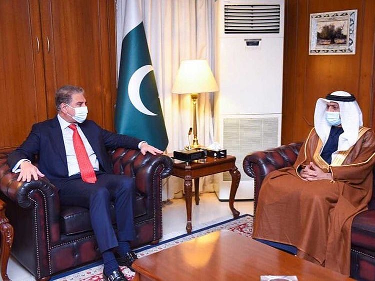 Pakistan’s Foreign Minister Shah Mahmood Qureshi and ambassador of the UAE, Hamad Obaid Ibrahim Salem Al Zaabi