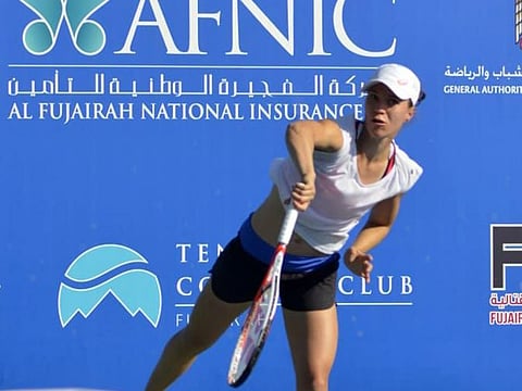 Top seed Viktorija Golubic on her way to making the semi-finals of Fujairah International Women Tournament on Thursday.