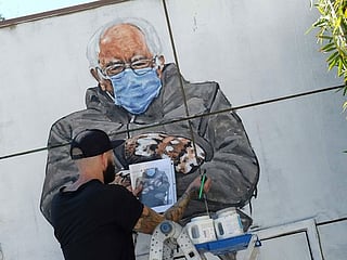 Artist creates mural of viral Bernie Sanders meme