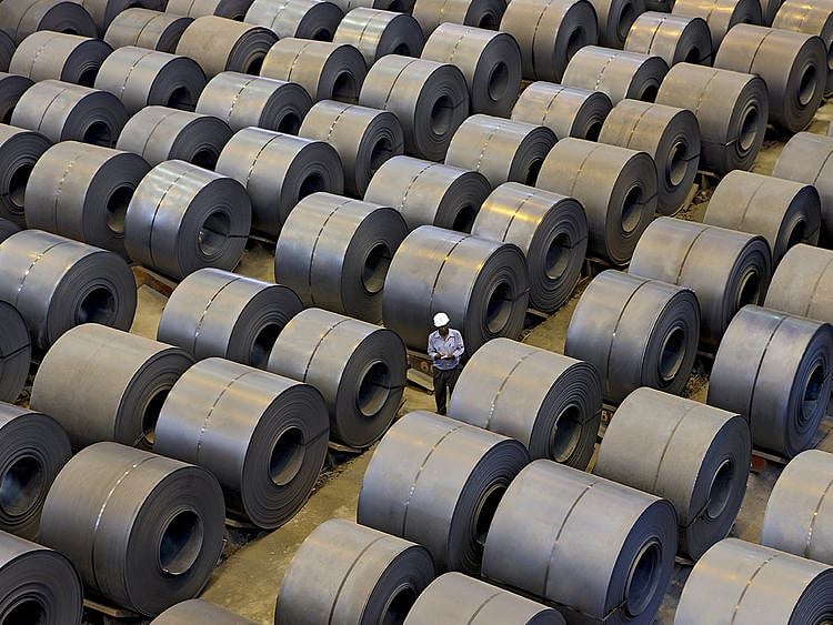 File photo: A view of produced steel coils arranged in rows for inspection at a steel plant, in Jharkhand. 