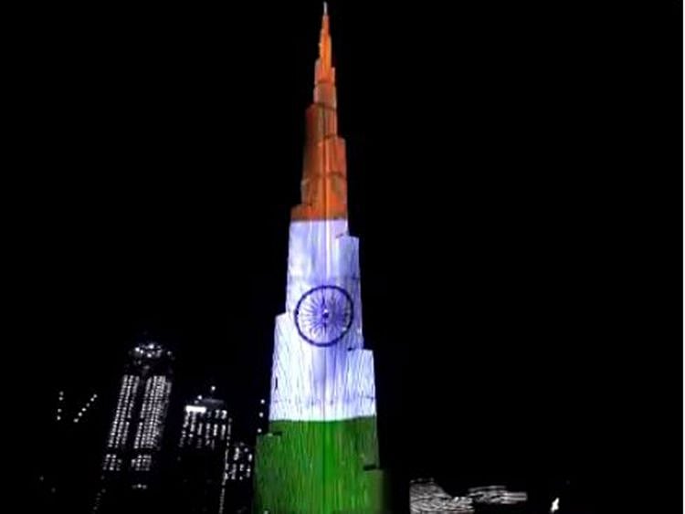 Dubai's Burj Khalifa on Tuesday lit up