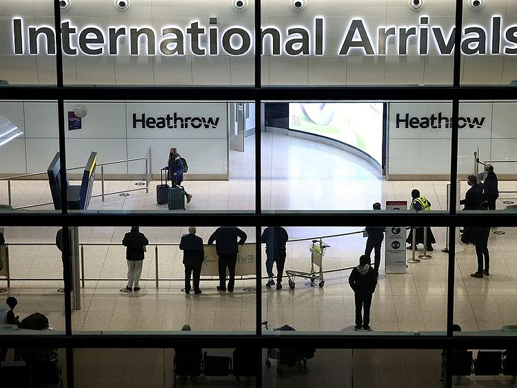 Stock London Heathrow Airport UK Britain passengers