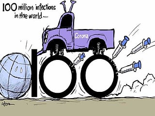 Cartoon: 100 million COVID-19 infections in the world
