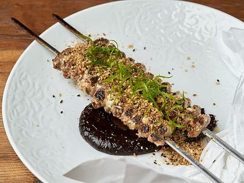 Garlicky Chicken heart kebabs recipe