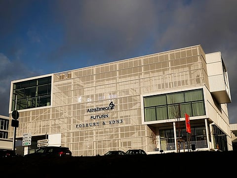 File photo: The AstraZeneca office building in Brussels. 