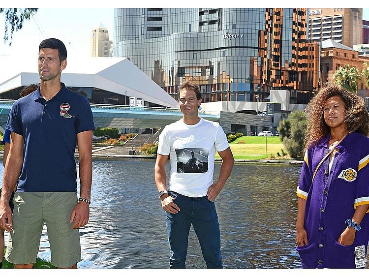 Rafael Nadal joins women's world No. 3 Naomi Osaka and men's world No. 1 Novak Djokovic in Adelaide 
