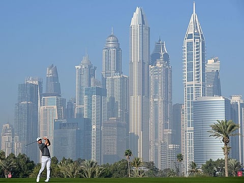 Paul Casey en route to winning the 2021 Omega Dubai Desert Classic, which will become a Rolex event from next year.