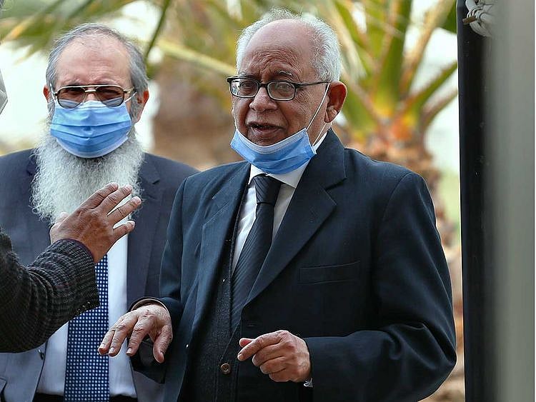 Ahmed Saeed Sheikh, father of British-born Pakistani Ahmed Omar Saeed Sheikh, and his lawyer Rauf A. Sheikh