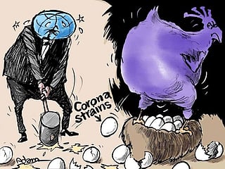 Cartoon: Multiple variants of COVID-19 virus circulating globally