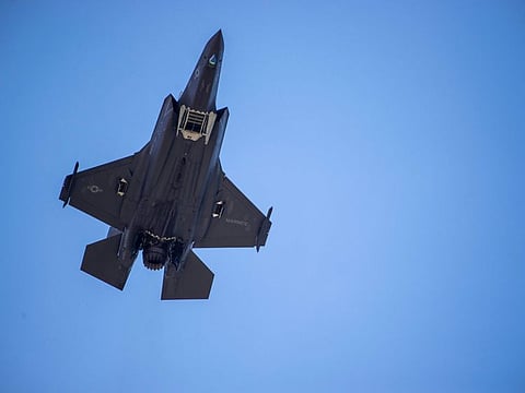 In this file photo taken on June 12, 2019 an F-35 fighter plane flies over the White House, in Washington DC. According to its maker, US aerospace and weapons giant Lockheed Martin, it is the most lethal, survivable and connected fighter aircraft in the world.