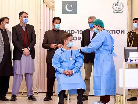 Pakistan Prime Minister Imran Khan on Tuesday launched vaccination against the deadly coronavirus, initially for health workers, and urged the people to strictly adhere to the Covid-19 Standard Operating Procedures (SOPs) to stop its spread.