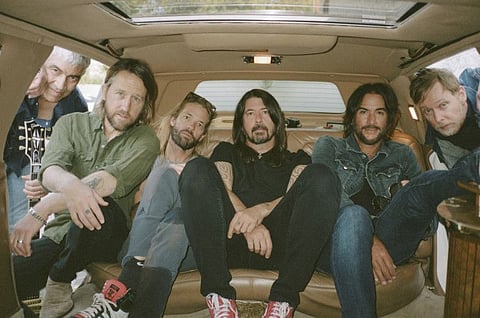 Foo Fighters, from left: Pat Smear, Chris Shiflett, Taylor Hawkins, Dave Grohl, Rami Jaffee and Nate Mendel. The band’s new album, “Medicine at Midnight,” is out now.