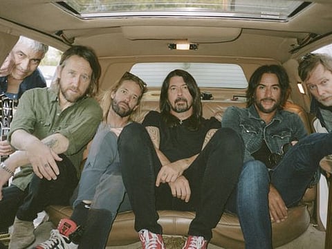 Foo Fighters, from left: Pat Smear, Chris Shiflett, Taylor Hawkins, Dave Grohl, Rami Jaffee and Nate Mendel. The band’s new album, “Medicine at Midnight,” is out now.