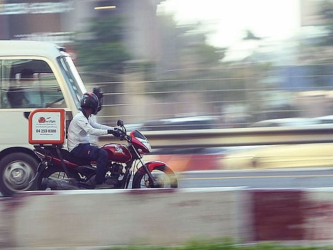 A food delivery biker in Dubai. Picture for illustrative purposes only.