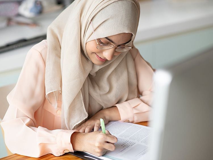 Stock arabic translator writing