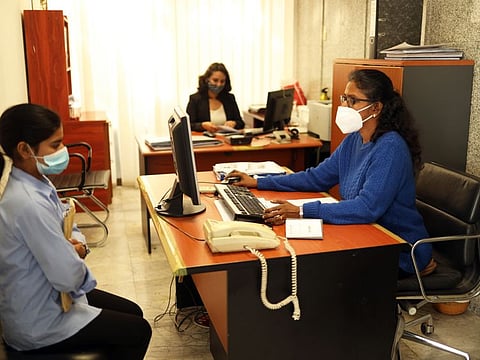 Staff at work at the Indian Consulate in Dubai. 