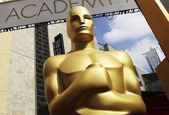 An Oscar statue appears outside the Dolby Theatre for the Academy Awards in Los Angeles. File photo