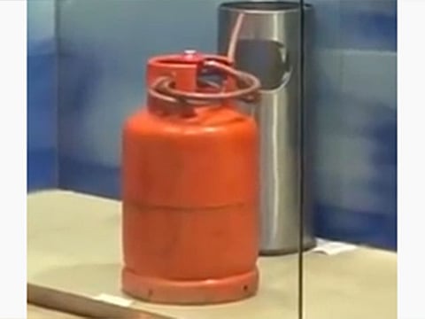 Police in the Saudi capital Riyadh arrested a man after he placed a butane gas cylinder inside an ATM room.