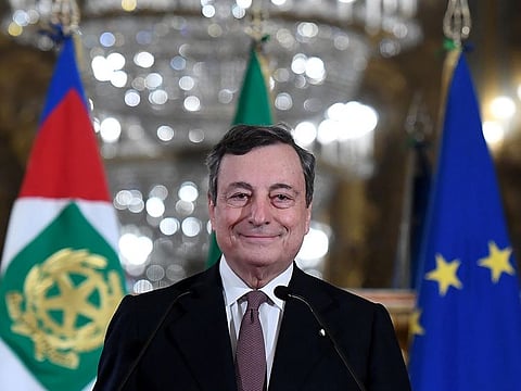 Mario Draghi, Italy's prime minister-designate, smiles at a news conference following a meeting with Italy's President Sergio Mattarella in Rome, on Friday, February 12, 2021. Draghi agreed to take over as Italy’s next prime minister, naming his ministers as he prepares to head a new government that will prioritise the pandemic, a struggling economy and moving ahead with European integration. 